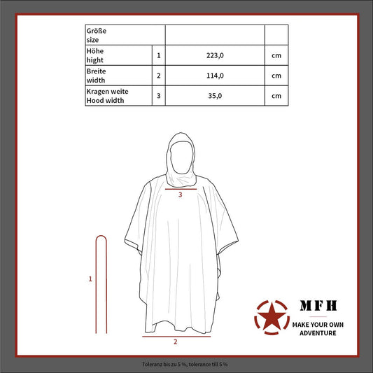 Дъждобран US Poncho Rip Stop BW camo размер 144 x 223 cm
