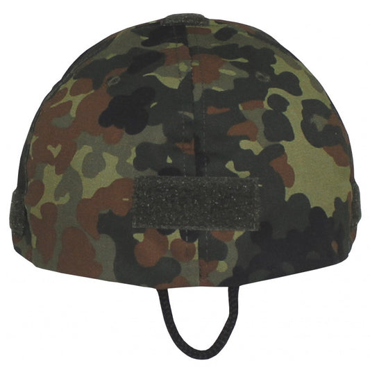 Страничен изглед на шапка MFH Operations BW Camo с велкро панели и вентилационни отвори.