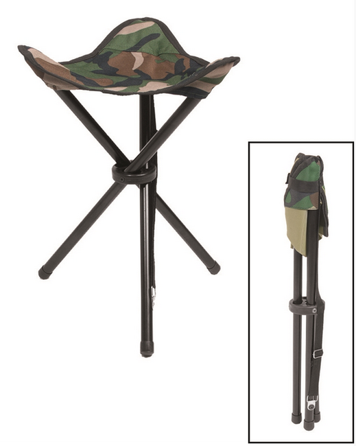Сгъваем стол с 3 крака за къмпинг - Mil-Tec® - WOODLAND