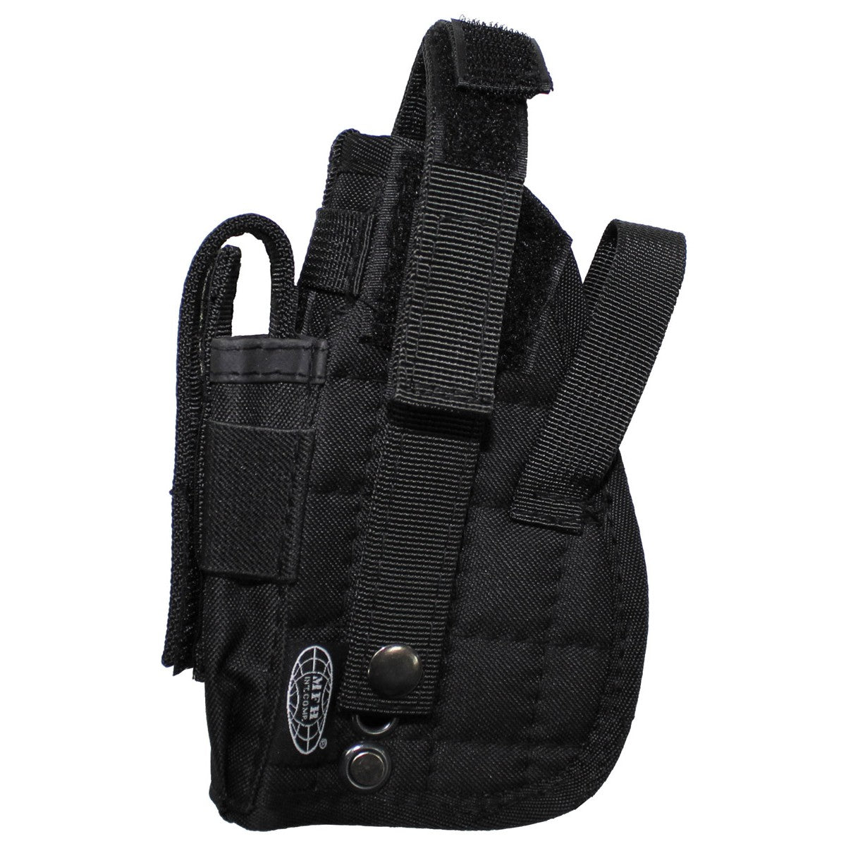 Кобур , тактически , десен , за горен мотаж , система "Molle", 1 джоб за муниции , цвят черен .