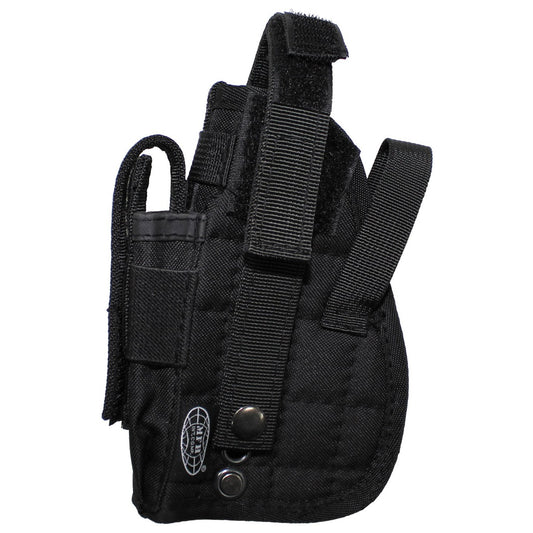 Кобур , тактически , десен , за горен мотаж , система "Molle", 1 джоб за муниции , цвят черен .