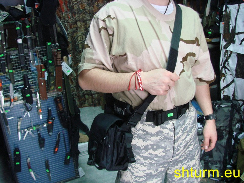 Чанта тактическа , за колан и бедро , модел "SECURITY" , черна.