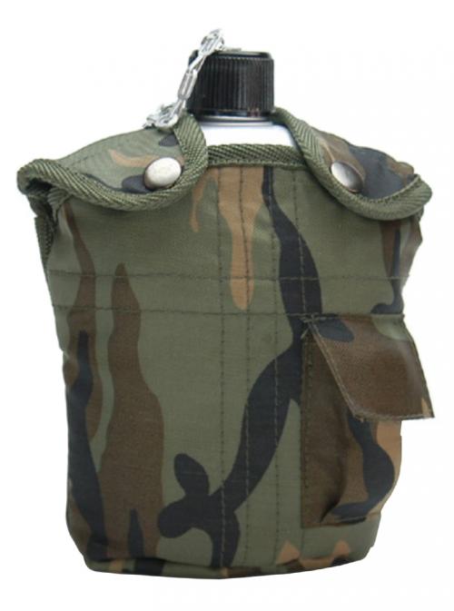 Комплект алуминиева манерка с канче и термокалъф ''WOODLAND CAMO ''