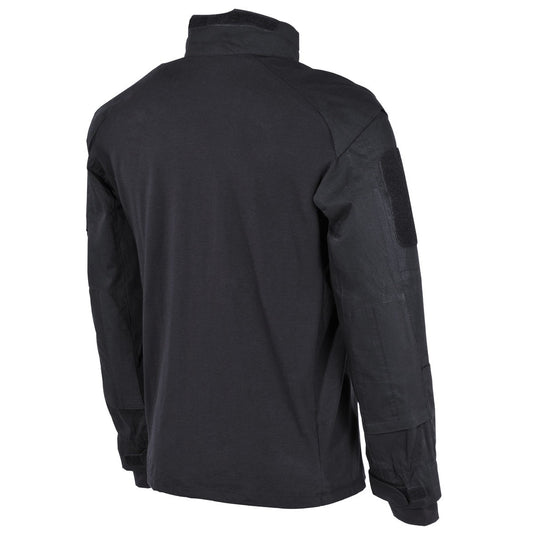 Заден изглед на блуза MARSOC Combat Shirt Black с велкро джобове за протектори.