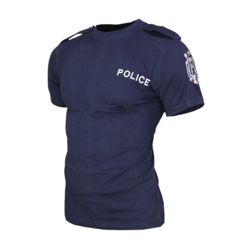 Тъмно синя тениска'' POLICE'' с пагони щампа