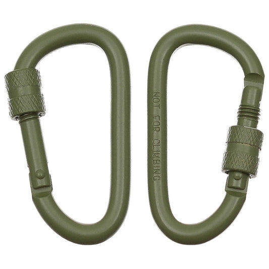 Карабинер, ключалка на винт, D 6 mm x 6 cm, 2 бр., OD green