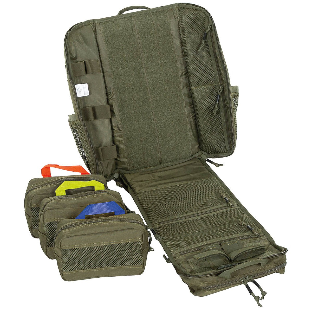 Детайл на МОЛЛЕ ленти и велкро панел на тактическа раница olive green