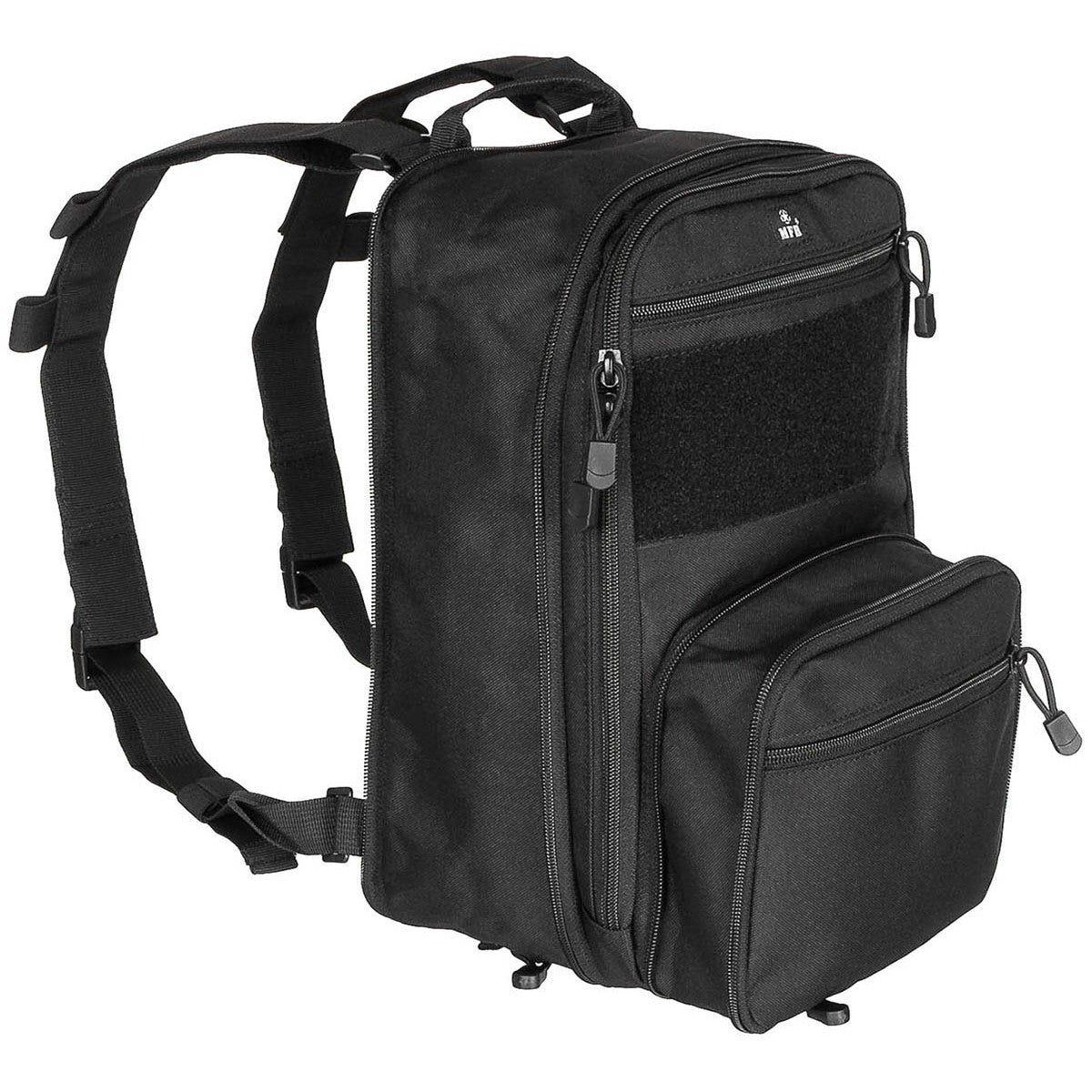 тактическа раница mfh molle hydration pack черна 12л код 30365a предна част