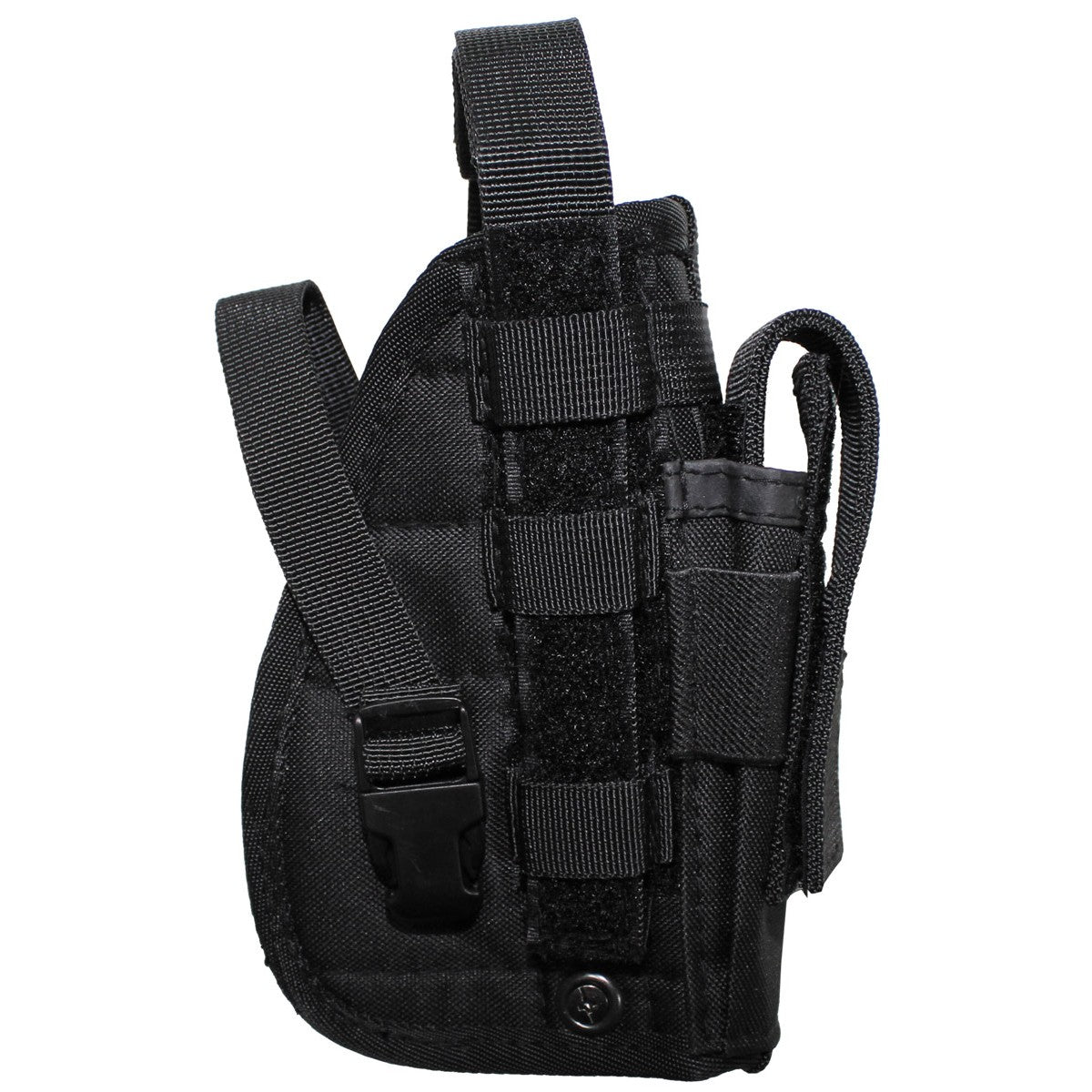 Кобур , тактически , десен , за горен мотаж , система  "Molle", 1 джоб за муниции , цвят черен .