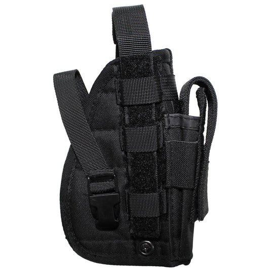 Кобур , тактически , десен , за горен мотаж , система  "Molle", 1 джоб за муниции , цвят черен .