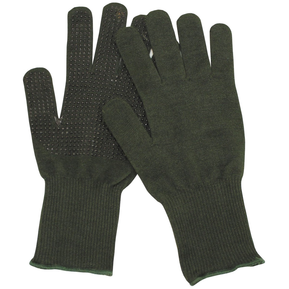 Британски тактически ръкавици GB Nomex в маслинено зелено OD Green с PVC издатини, код 615503 – изглед отпред.