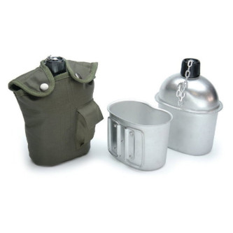 Комплект алуминиева манерка с канче и термокалъф цвят олив