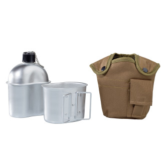 Комплект алуминиева манерка с канче и термокалъф цвят койот
