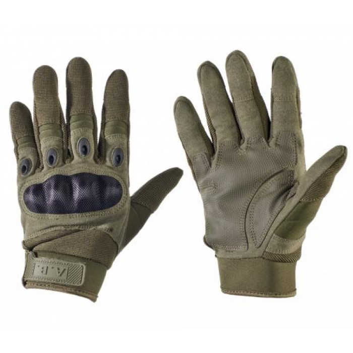Военни тактически ръкавици TP1 олива Anton Blöchl с подсилена кожена длан
