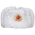 Руска ушанка , цвят бял , екокожа .