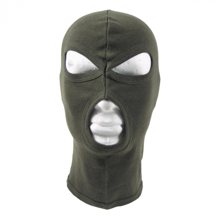 Маска за лице с  три отвора   цвят   олив   100 процента  памук