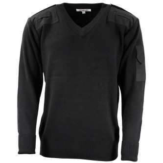 Британски военен пуловер ,цвят черен ,  V-образна яка, стари складови наличности .