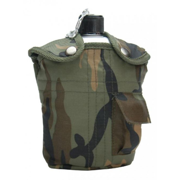 Комплект алуминиева манерка с канче и термокалъф ''WOODLAND CAMO ''